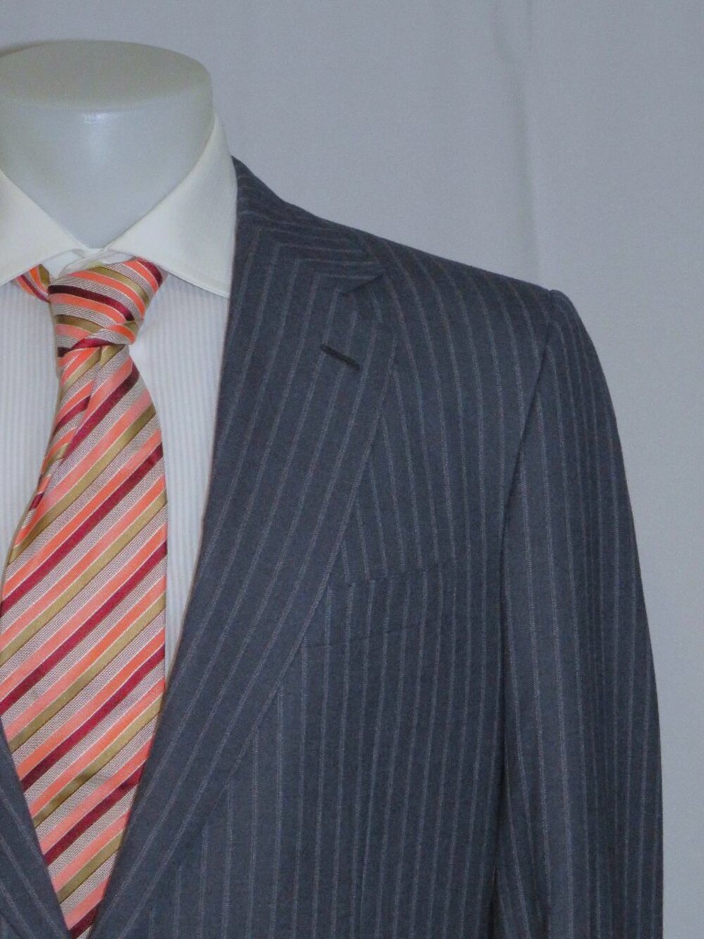 Brioni Nomentano Super 160 Custom Made Blue Striped Suit 42L NWT